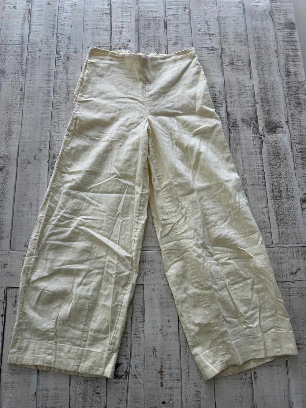 Free People Demi Wide Leg Linen Blend Pants Tea Cookie Color - Picture 6 of 15